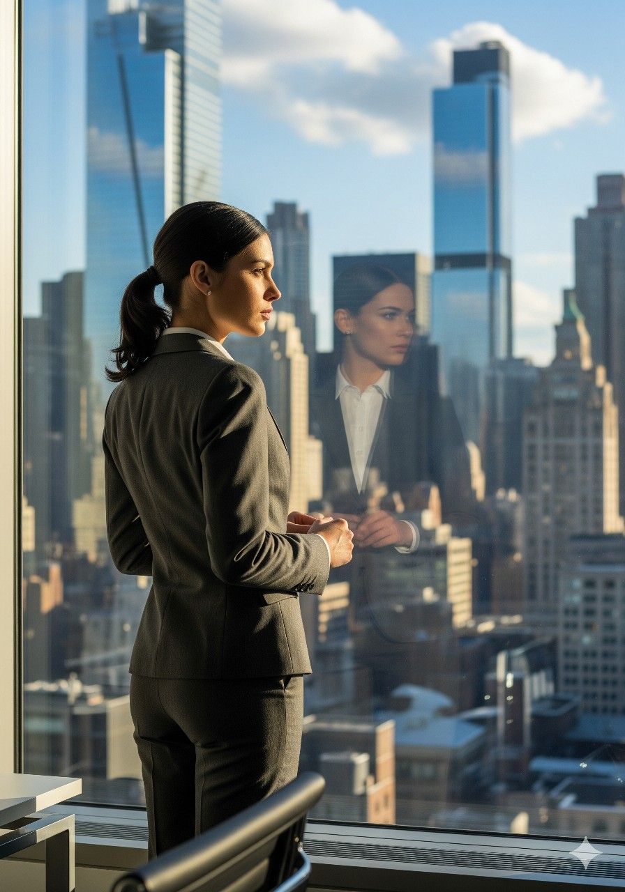 Professional looking at city skyline